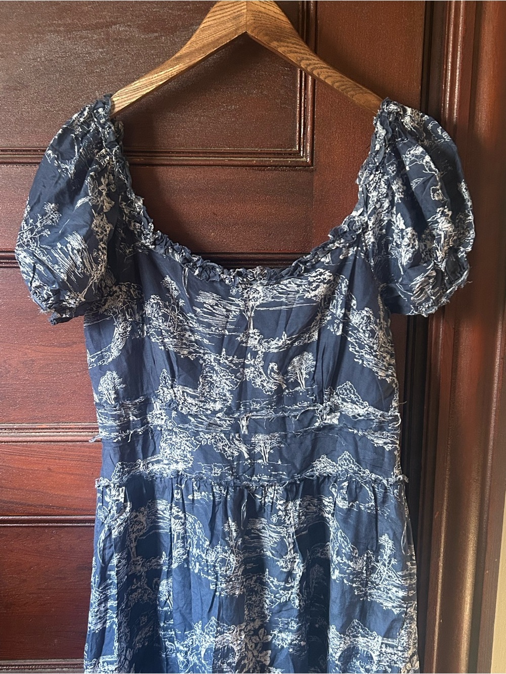 LoveShackFancy Bridget Frayed Maxi Dress Size 8 Puff Sleeve Cottagecore Romantic - Picture 5 of 12